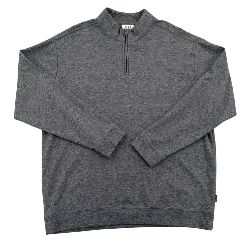 ROWM Mens XXL Charcoal Gray Heather Quarter Zip Pullover Mock Neck Sweater Warm